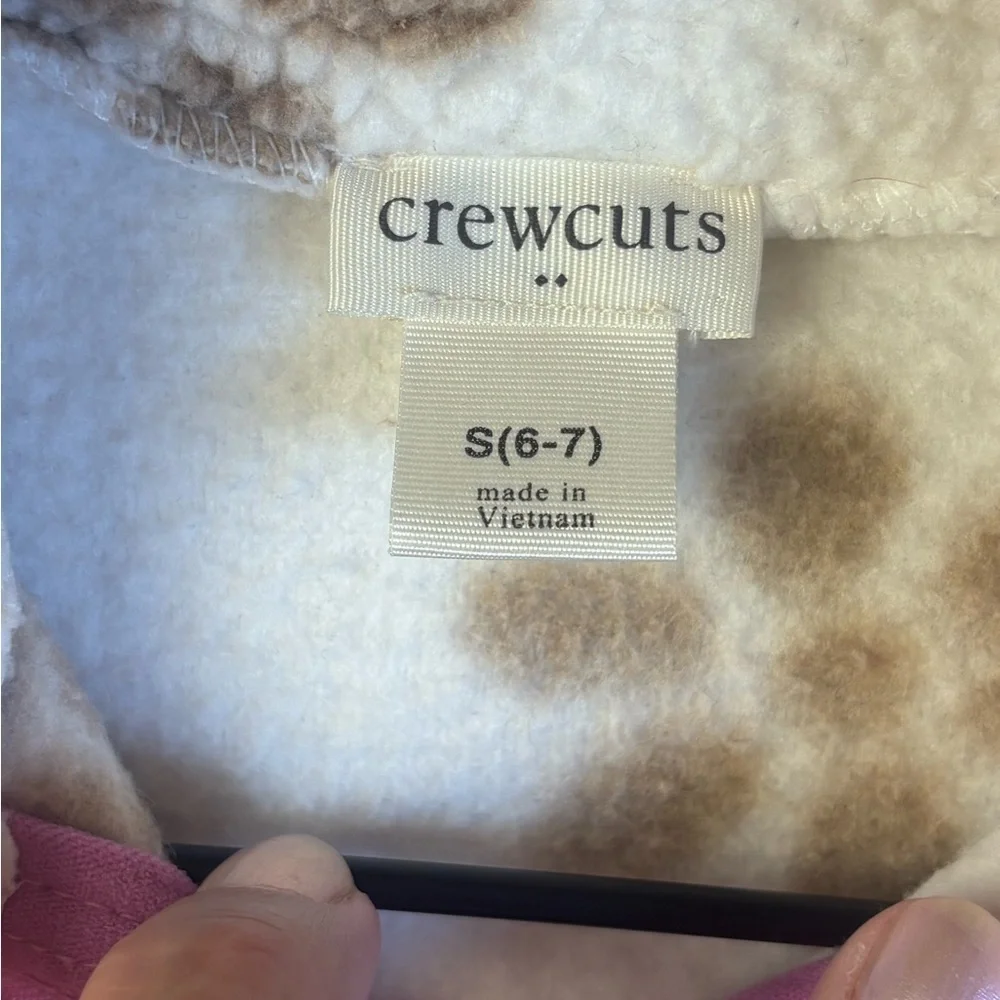 Crewcuts Floral Fleece Sherpa Jacket with Pink Accents Size Small (6-7)